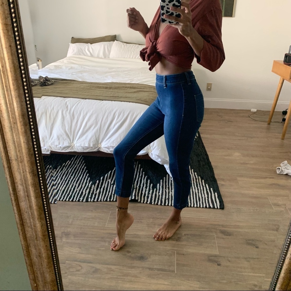 Free People high waisted cropped jeans
